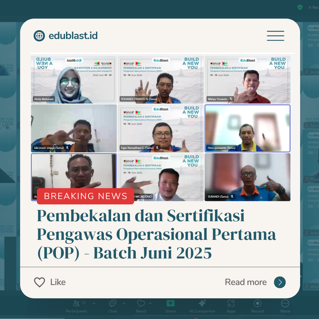 Pembekalan dan Sertifikasi Pengawas Operasional Pertama (POP) - Batch Juni 2025