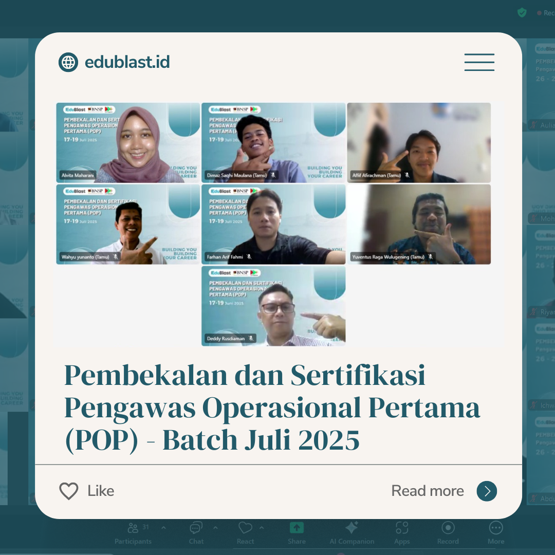 Pembekalan dan Sertifkasi Pengawas Operasional Pertama (POP) - Juli 2025