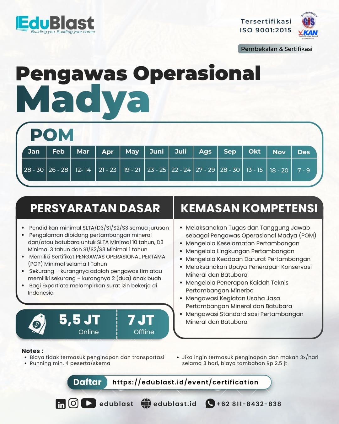 Pembekalan dan Sertifikasi Pengawas Operasional Madya (POM)