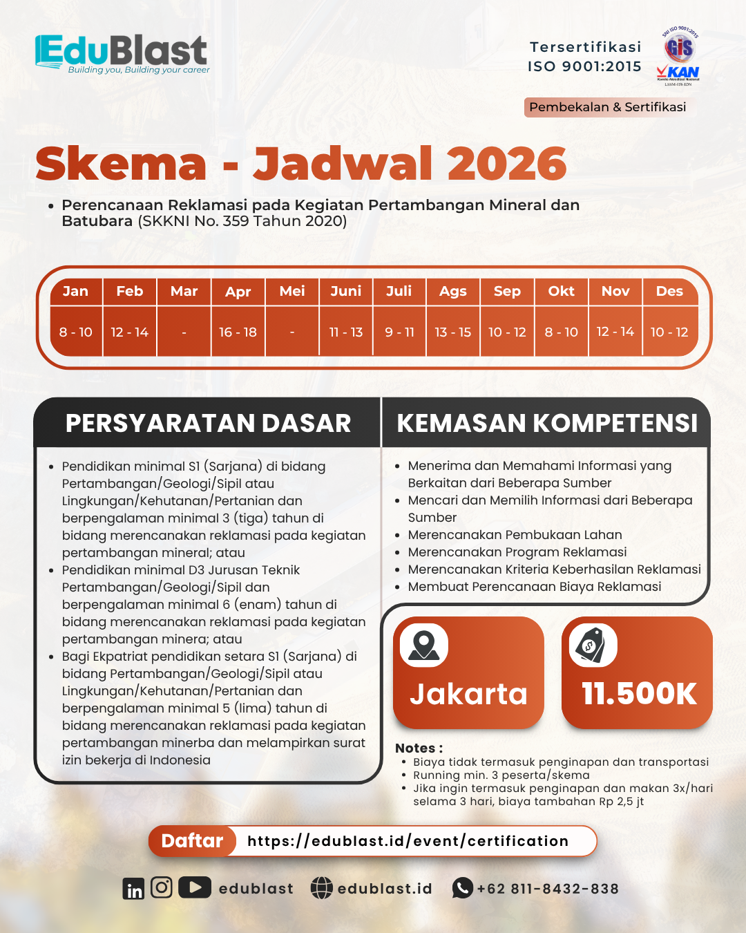 Pembekalan dan Sertifikasi Perencanaan Reklamasi pada Kegiatan Pertambangan Mineral dan Batubara